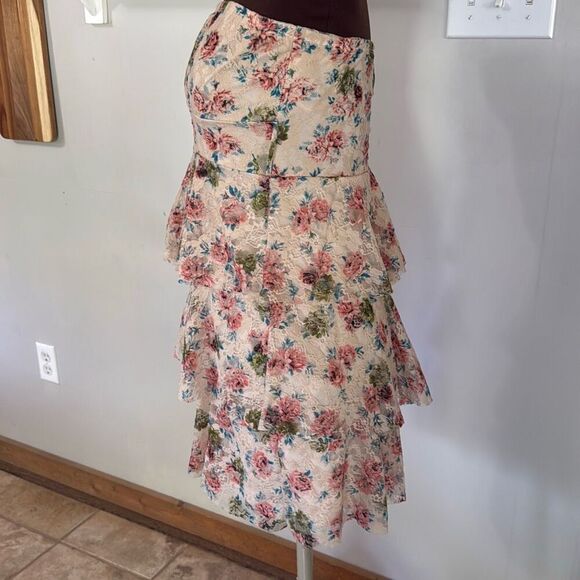 Vintage DEB strapless mini dress size medium tiered lace floral Y2K 90’s western - Picture 3 of 10
